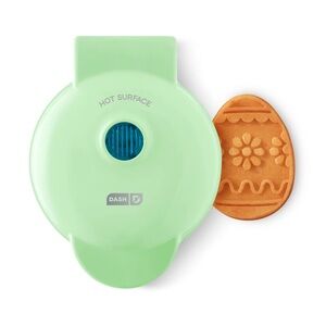 Dash Easter Egg Shape Mini Waffle Maker 4” Spring Flower Green Nonstick Dorm Apt